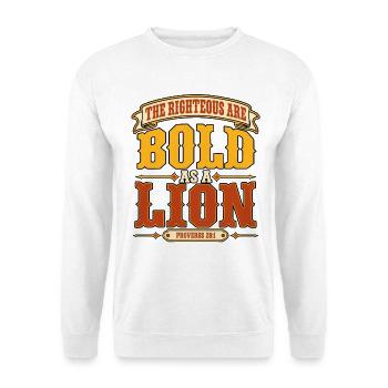 Christlicher Glaube Löwe Spruch - Unisex Pullover - Weiß - Vorne - Alina (178cm) & Michal (187cm)