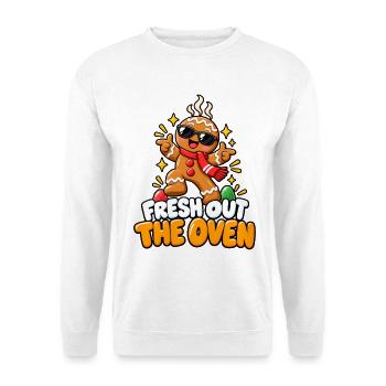 Frisch Aus Dem Ofen: Coole Lebkuchenfigur - Unisex Pullover - Weiß - Vorne - Alina (178cm) & Michal (187cm)
