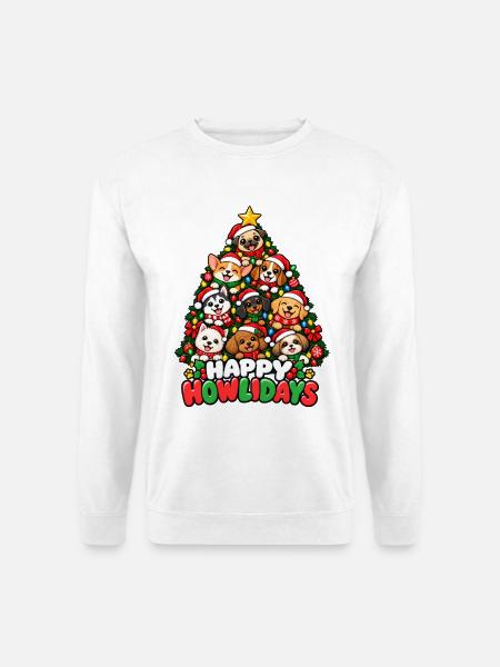 Happy Howlidays Hundebaum - Unisex Pullover - Weiß