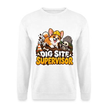 Baugrubenchef Hund - Unisex Pullover - Weiß - Vorne - Alina (178cm) & Michal (187cm)