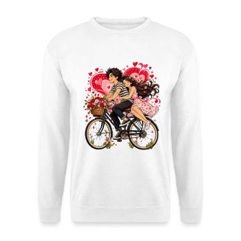 Pärchen Liebe Valentinstag Paar Geschenk - Unisex Pullover - Weiß - Vorne - Alina (178cm) & Michal (187cm)