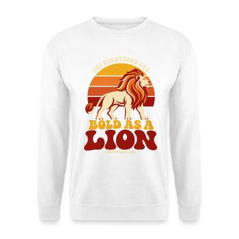 Stark im Glauben Löwe Sprüche 28 1 - Unisex Pullover - Weiß - Vorne - Alina (178cm) & Michal (187cm)