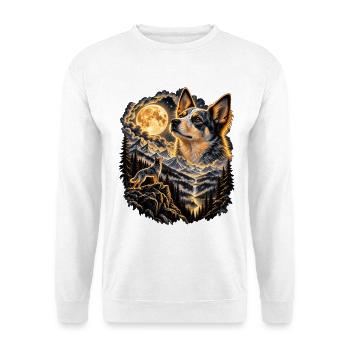 Hundemotiv Vollmond Nachtwald Natur - Unisex Pullover - Weiß - Vorne - Alina (178cm) & Michal (187cm)