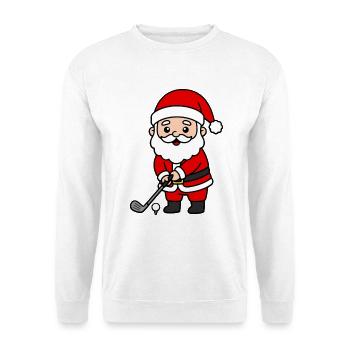Kawaii Santa Golfing Weihnachtssportarten - Unisex Pullover - Weiß - Vorne - Alina (178cm) & Michal (187cm)
