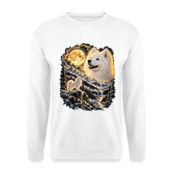 Labrador Hund Mondlicht Bergwelt - Unisex Pullover - Weiß - Vorne - Alina (178cm) & Michal (187cm)