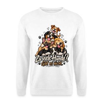Hundeliebhaber Zu viele Hunde gibt es nicht Hunde - Unisex Pullover - Weiß - Vorne - Alina (178cm) & Michal (187cm)