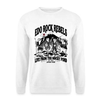 Japanese Frog Rockers Mt. Fuji Muddy Pond Tour Art - Unisex Pullover - Weiß - Vorne - Alina (178cm) & Michal (187cm)