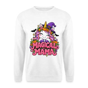 Magische Mama Einhornzauber - Unisex Pullover - Weiß - Vorne - Alina (178cm) & Michal (187cm)