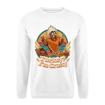 Thanksgiving Truthahn als Kürbiskuchenwitz - Unisex Pullover - Weiß - Vorne - Alina (178cm) & Michal (187cm)