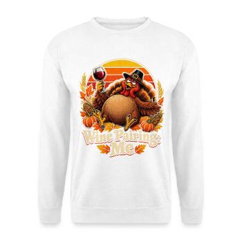 Thanksgiving Truthahn Weinpaarung - Unisex Pullover - Weiß - Vorne - Alina (178cm) & Michal (187cm)
