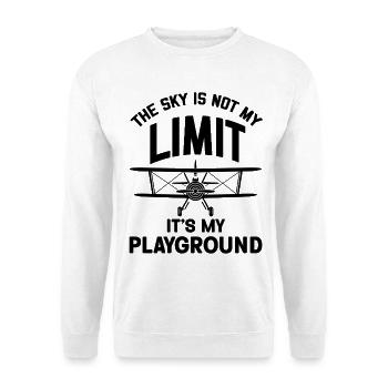 The Sky is not my Limit its my Playground Airplane - Unisex Pullover - Weiß - Vorne - Alina (178cm) & Michal (187cm)
