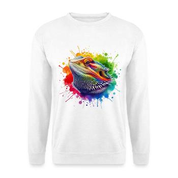 Bartagame Motiv - Unisex Pullover - Weiß - Vorne - Alina (178cm) & Michal (187cm)