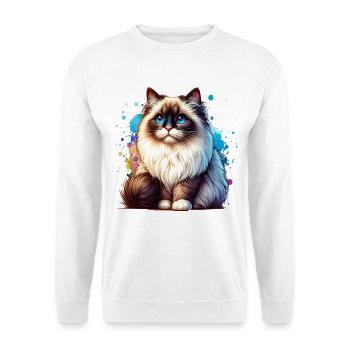Ragdoll Katze Geschenk - Unisex Pullover - Weiß - Vorne - Alina (178cm) & Michal (187cm)