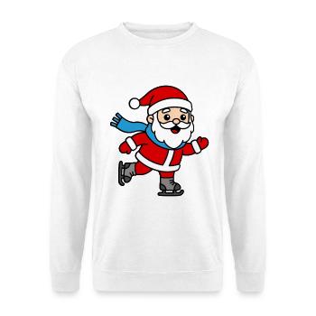 Niedliche Kawaii-Weihnachtsmann-Eislauf-Weihnachten - Unisex Pullover - Weiß - Vorne - Alina (178cm) & Michal (187cm)