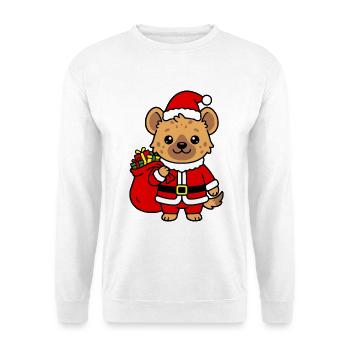 Süße Kawaii Hyäna Santa Weihnachtsgeschenktüte - Unisex Pullover - Weiß - Vorne - Alina (178cm) & Michal (187cm)
