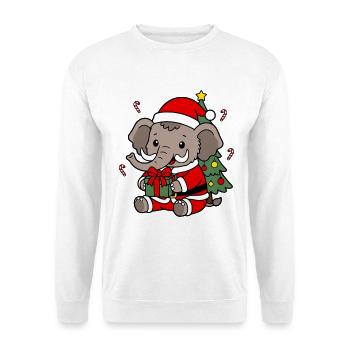 Süßes Kawaii-Mammut-Weihnachtsbaumgeschenk - Unisex Pullover - Weiß - Vorne - Alina (178cm) & Michal (187cm)