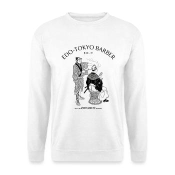 Edo Tokyo Barber Modern Style Samurai Hair Salon - Unisex Pullover - Weiß - Vorne - Alina (178cm) & Michal (187cm)