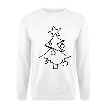 Weihnachtsbaum mit Stern – Kinderkritzelei - Unisex Pullover - Weiß - Vorne - Alina (178cm) & Michal (187cm)