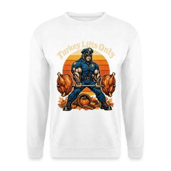 Thanksgiving Gorilla Turkey Lifts Only - Unisex Pullover - Weiß - Vorne - Alina (178cm) & Michal (187cm)