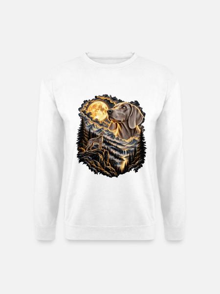 Hundefreunde Vollmond Hundemotiv - Unisex Pullover - Weiß