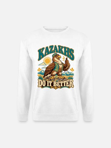 Kasachstan Retro Kultur und Stolz - Unisex Pullover - Weiß