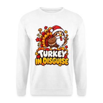 Turkey in Disguise Cartoon Christmas - Unisex Pullover - Weiß - Vorne - Alina (178cm) & Michal (187cm)