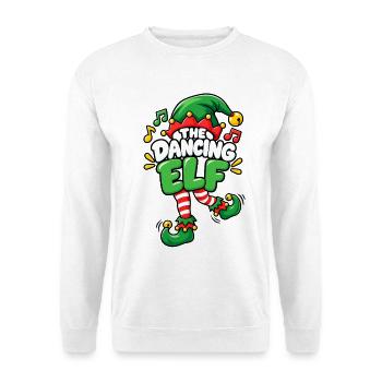 Tanzender Elf mit Musikmütze - Unisex Pullover - Weiß - Vorne - Alina (178cm) & Michal (187cm)