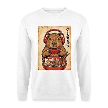 Gamer, Gaming, Japanische, Zocker, Capybara, Ramen - Unisex Pullover - Weiß - Vorne - Alina (178cm) & Michal (187cm)