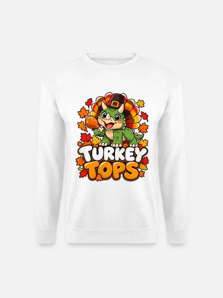 Herbst Dino Turkey Tops - Unisex Pullover - Weiß