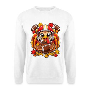 Thanksgiving Football Truthahn - Unisex Pullover - Weiß - Vorne - Alina (178cm) & Michal (187cm)