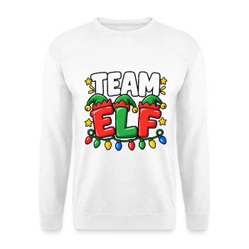 Team Elf Festliche Lichter - Unisex Pullover - Weiß - Vorne - Alina (178cm) & Michal (187cm)