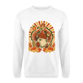 Thanksgiving-Truthahn als freches Baby - Unisex Pullover - Weiß - Vorne - Alina (178cm) & Michal (187cm)