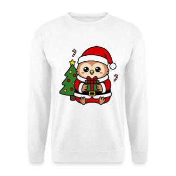 Niedliche Kawaii-Eule, Weihnachtsbaum-Weihnachtsbaum-Geschenkkunst - Unisex Pullover - Weiß - Vorne - Alina (178cm) & Michal (187cm)