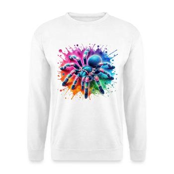 Gooty Saphir Tarantel Motiv - Unisex Pullover - Weiß - Vorne - Alina (178cm) & Michal (187cm)