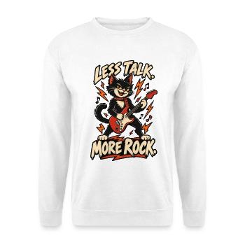Weniger Reden, Mehr Rock Katze - Unisex Pullover - Weiß - Vorne - Alina (178cm) & Michal (187cm)