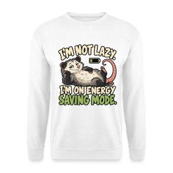 Ich bin nicht faul Energiesparmodus - Unisex Pullover - Weiß - Vorne - Alina (178cm) & Michal (187cm)