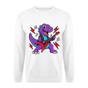 Dino Gitarrist - Unisex Pullover - Weiß - Vorne - Alina (178cm) & Michal (187cm)