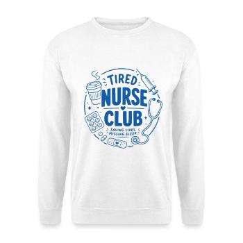Tired Nurse Club - Unisex Pullover - Weiß - Vorne - Alina (178cm) & Michal (187cm)