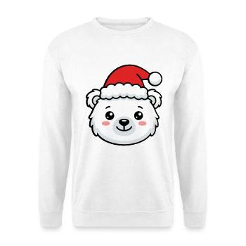 Niedliche Kawaii-Eisbären-Gesicht Weihnachtsmütze Weihnachten - Unisex Pullover - Weiß - Vorne - Alina (178cm) & Michal (187cm)