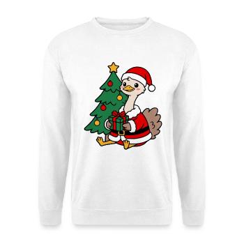 Süßes Kawaii-Strauß-Weihnachtsbaum-Weihnachtsbaumgeschenk - Unisex Pullover - Weiß - Vorne - Alina (178cm) & Michal (187cm)