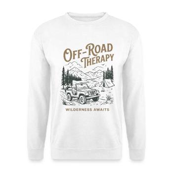 Off-Road Therapy Geländewagen Outdoor 4x4 Geschenk - Unisex Pullover - Weiß - Vorne - Alina (178cm) & Michal (187cm)