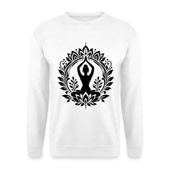 Lotus Mandala für Yoga und Meditation - Unisex Pullover - Weiß - Vorne - Alina (178cm) & Michal (187cm)