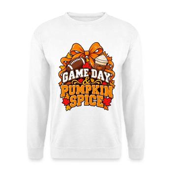 Game Day Pumpkin Spice - Unisex Pullover - Weiß - Vorne - Alina (178cm) & Michal (187cm)