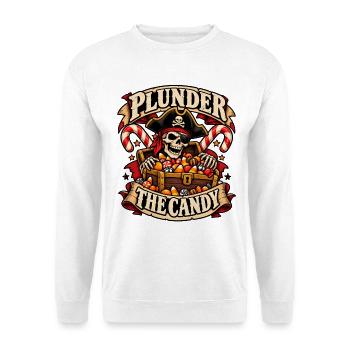 Plünderpirat Candy Schatz - Unisex Pullover - Weiß - Vorne - Alina (178cm) & Michal (187cm)