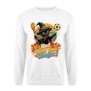 Halloween Hexenkatze Fußball Ref That Was Magic - Unisex Pullover - Weiß - Vorne - Alina (178cm) & Michal (187cm)