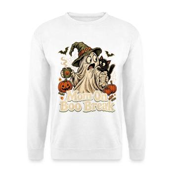 Halloween Mom On Boo Break Geist - Unisex Pullover - Weiß - Vorne - Alina (178cm) & Michal (187cm)