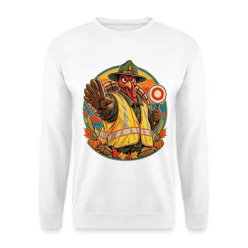 Thanksgiving Truthahn strenger Snack Wächter - Unisex Pullover - Weiß - Vorne - Alina (178cm) & Michal (187cm)