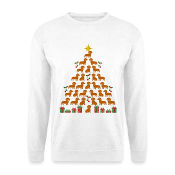 Dackel Weihnachtsbaum Weihnachten Dackel - Unisex Pullover - Weiß - Vorne - Alina (178cm) & Michal (187cm)