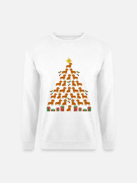 Dackel Weihnachtsbaum Weihnachten Dackel - Unisex Pullover - Weiß