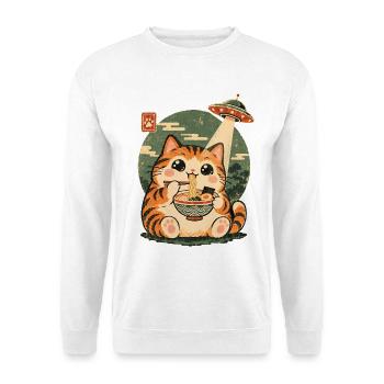 Vintage japanis Katze Ramen Nudeln Japan UFO Alien - Unisex Pullover - Weiß - Vorne - Alina (178cm) & Michal (187cm)